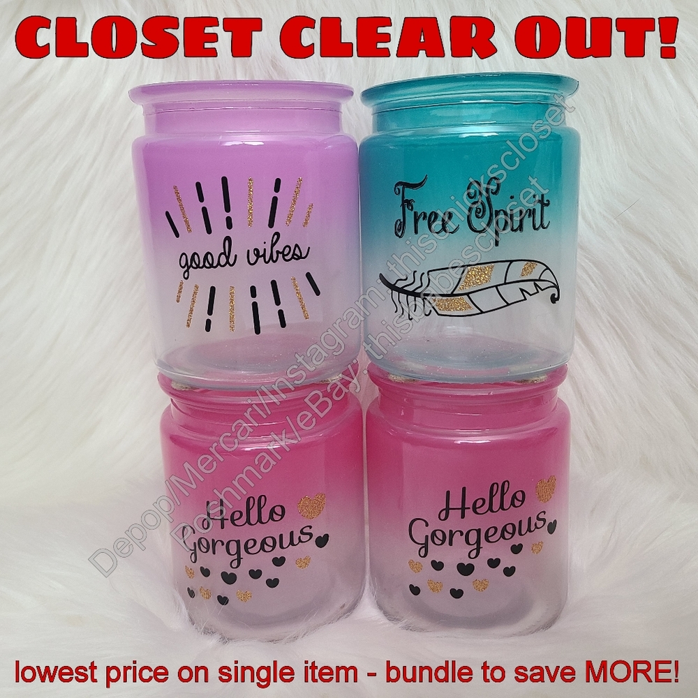 ❤️[[CLOSET CLEAR OUT! LOWEST PRICE!]] EUC Purple/Teal/Pink Glass Candle Jars